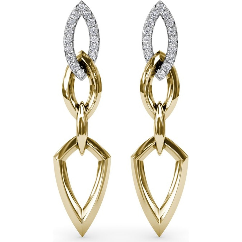 Lynq Drop Earrings with Pavé Diamond Marquise Link and Pointed Shield Drop by Fana - 0.42 Carat Total Diamond Weight