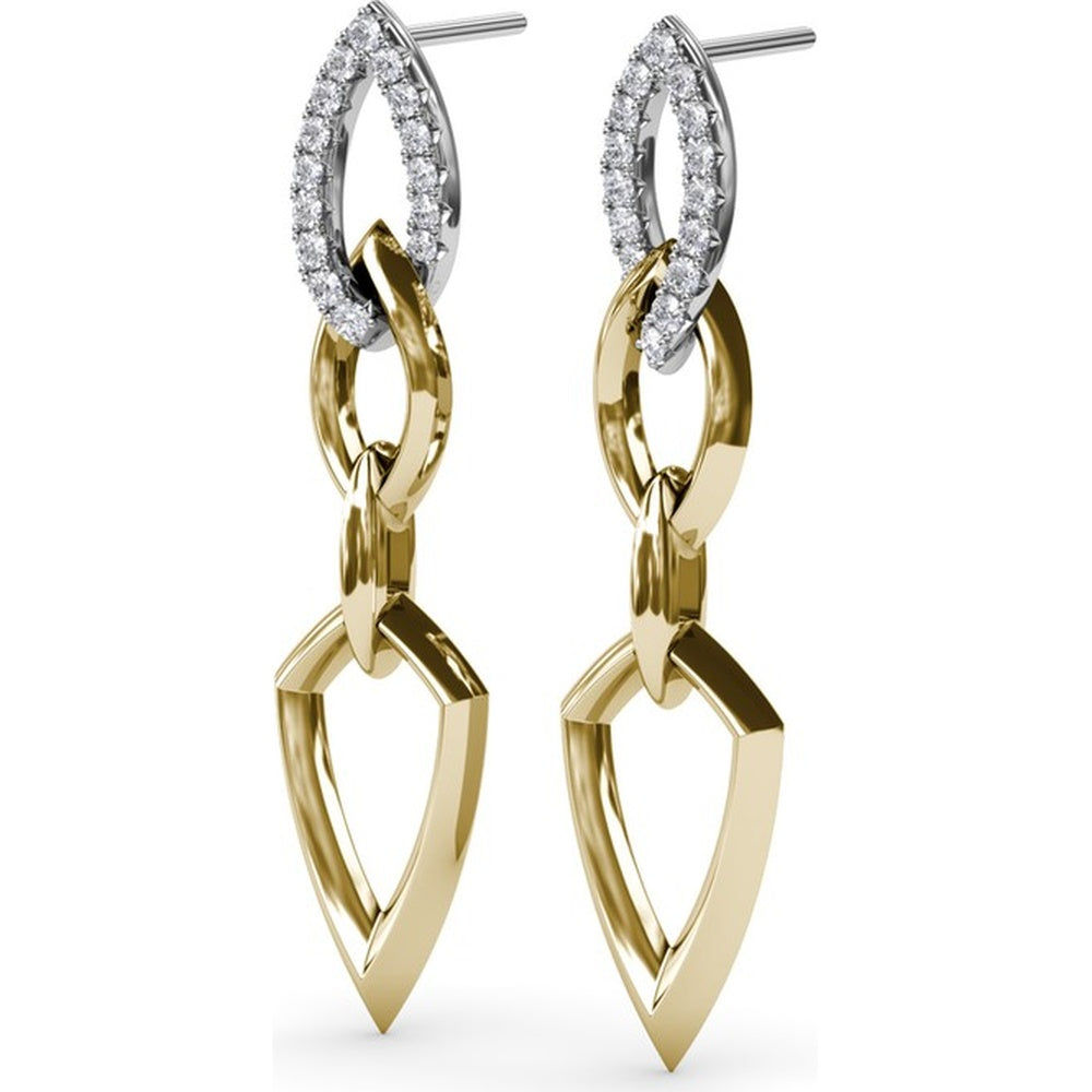 Lynq Drop Earrings with Pavé Diamond Marquise Link and Pointed Shield Drop by Fana - 0.42 Carat Total Diamond Weight