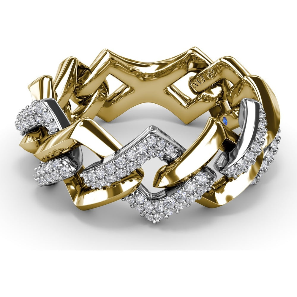 Lynq Geometric Band with Pavé Set Round Diamonds by Fana - 0.39 Carat Total Diamond Weight