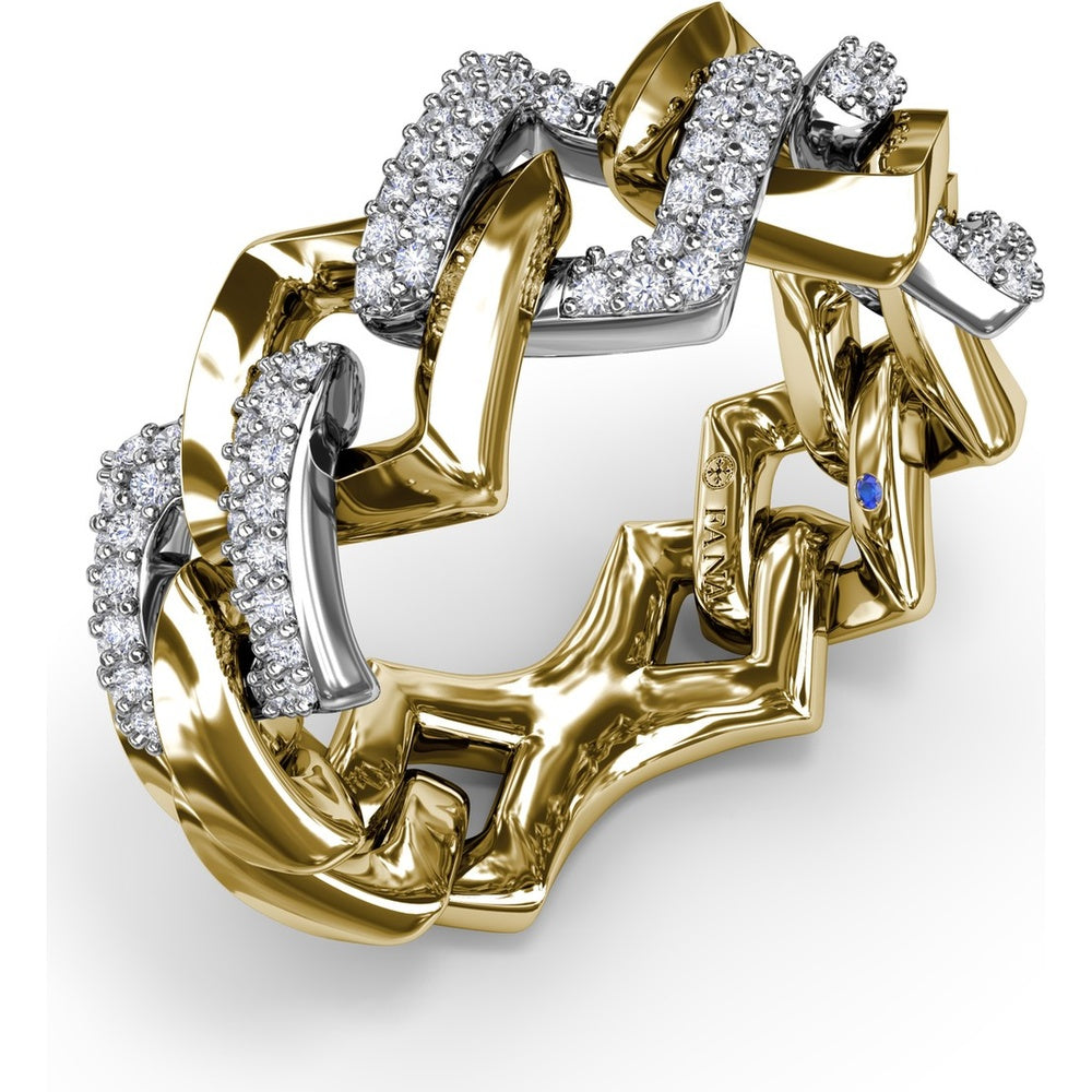 Lynq Geometric Band with Pavé Set Round Diamonds by Fana - 0.39 Carat Total Diamond Weight