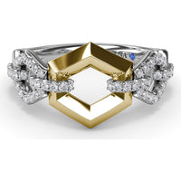 Lynq Geometric Openwork Band with Pavé Set Round Diamonds by Fana - 0.30 Carat Total Diamond Weight