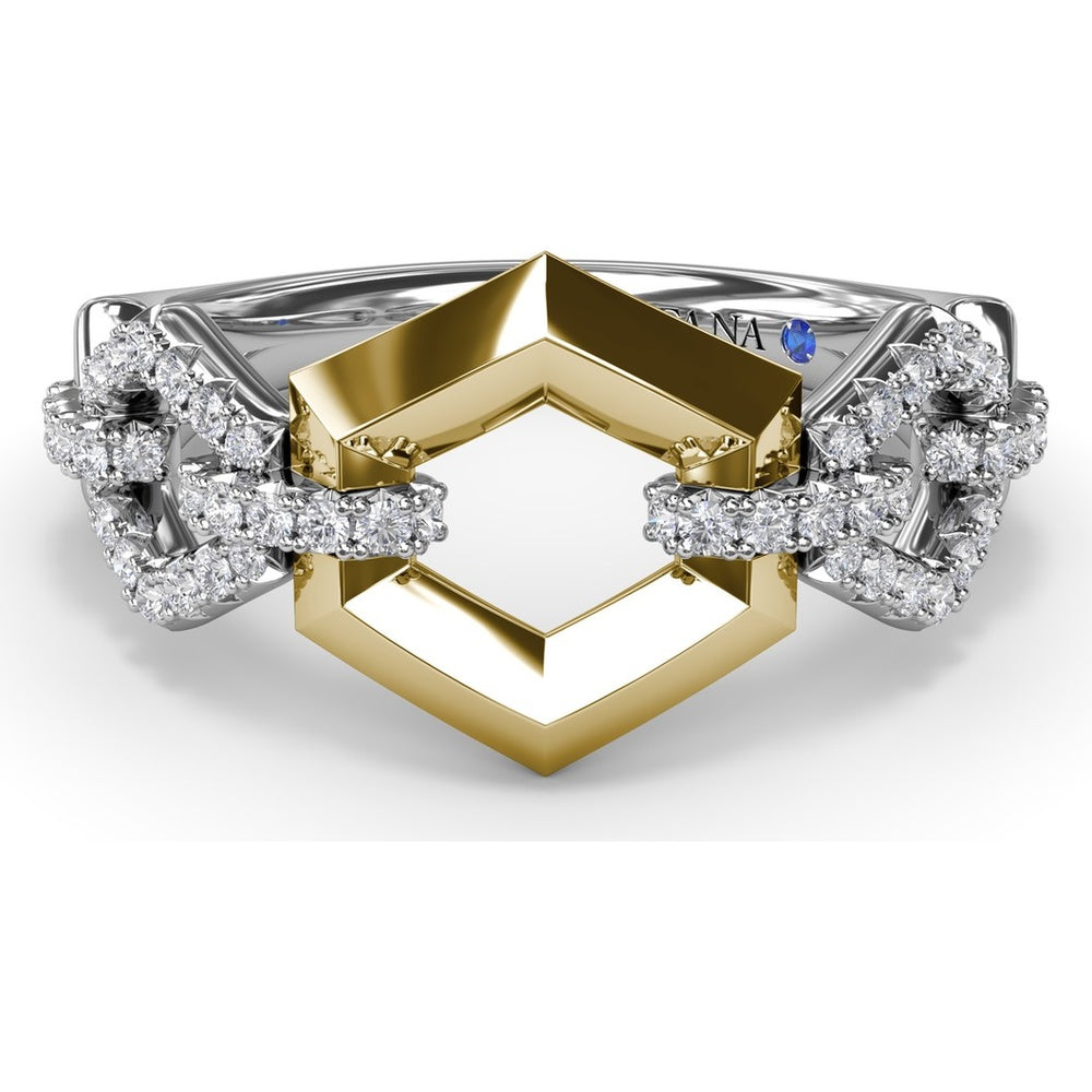Lynq Geometric Openwork Band with Pavé Set Round Diamonds by Fana - 0.30 Carat Total Diamond Weight