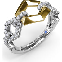 Lynq Geometric Openwork Band with Pavé Set Round Diamonds by Fana - 0.30 Carat Total Diamond Weight