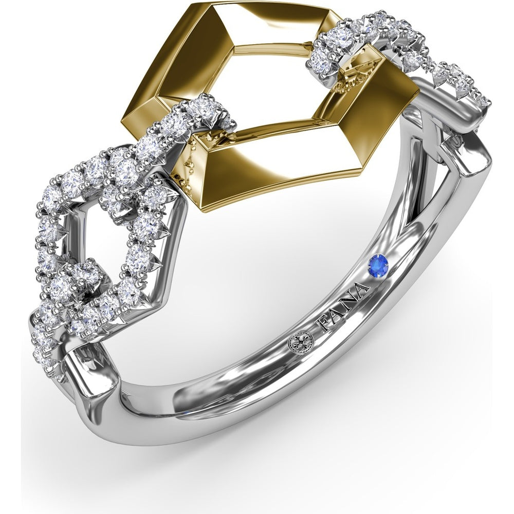 Lynq Geometric Openwork Band with Pavé Set Round Diamonds by Fana - 0.30 Carat Total Diamond Weight