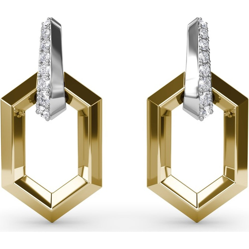 Lynq Hexagon Dangle Earrings with Pavé Set Round Diamonds by Fana - 0.22 Carat Total Diamond Weight