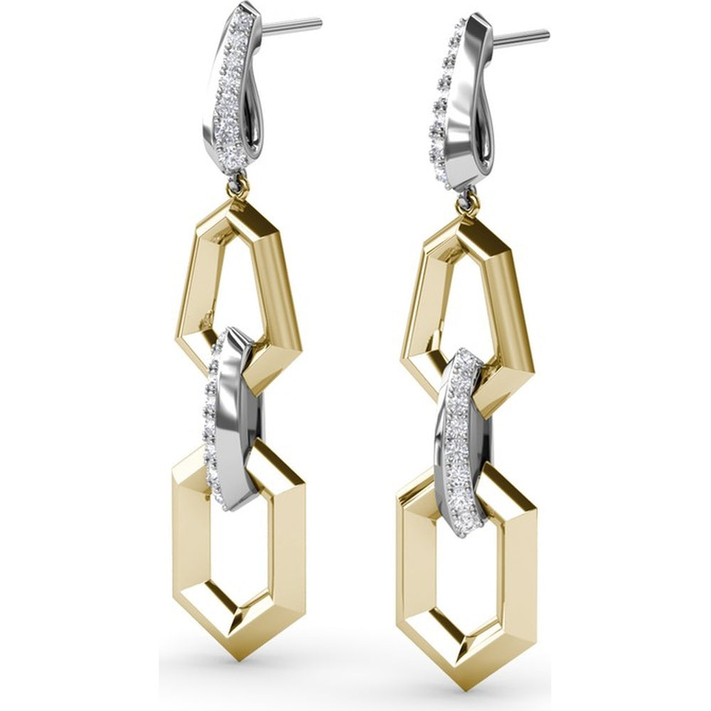 Lynq Interlocking Geometric Drop Earrings with Pavé Set Round Diamonds by Fana - 0.60 Carat Total Diamond Weight