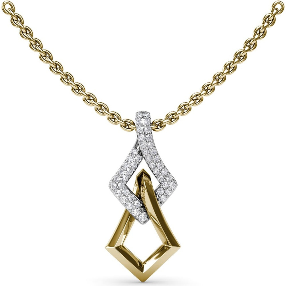 Lynq Interlocking Geometric Pendant with Pavé Set Round Diamonds by Fana - 0.38 Carat Total Diamond Weight