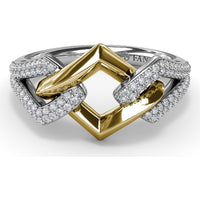 Lynq Interlocking Geometric Ring with Pavé Set Round Diamonds by Fana - 0.38 Carat Total Diamond Weight