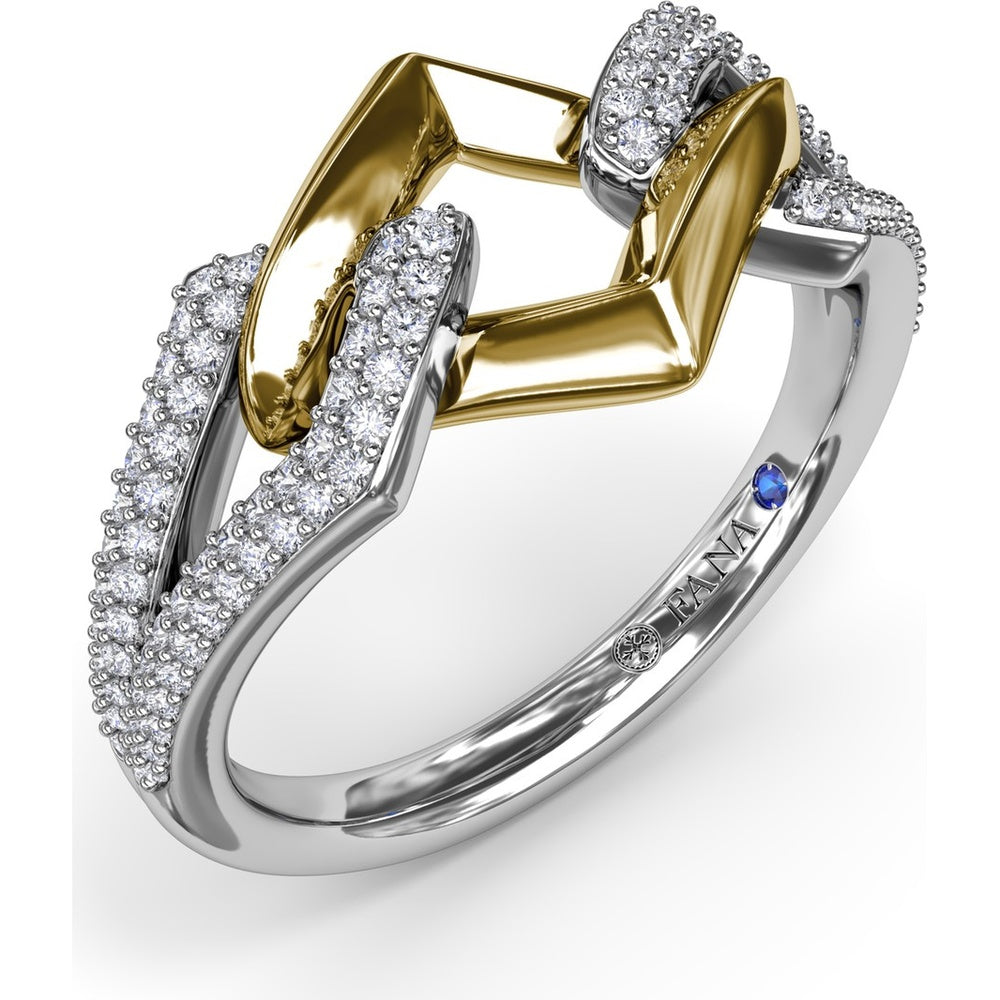 Lynq Interlocking Geometric Ring with Pavé Set Round Diamonds by Fana - 0.38 Carat Total Diamond Weight