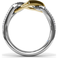 Lynq Interlocking Geometric Ring with Pavé Set Round Diamonds by Fana - 0.38 Carat Total Diamond Weight