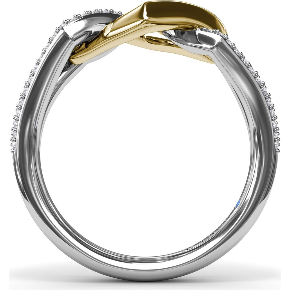 Lynq Interlocking Geometric Ring with Pavé Set Round Diamonds by Fana - 0.38 Carat Total Diamond Weight