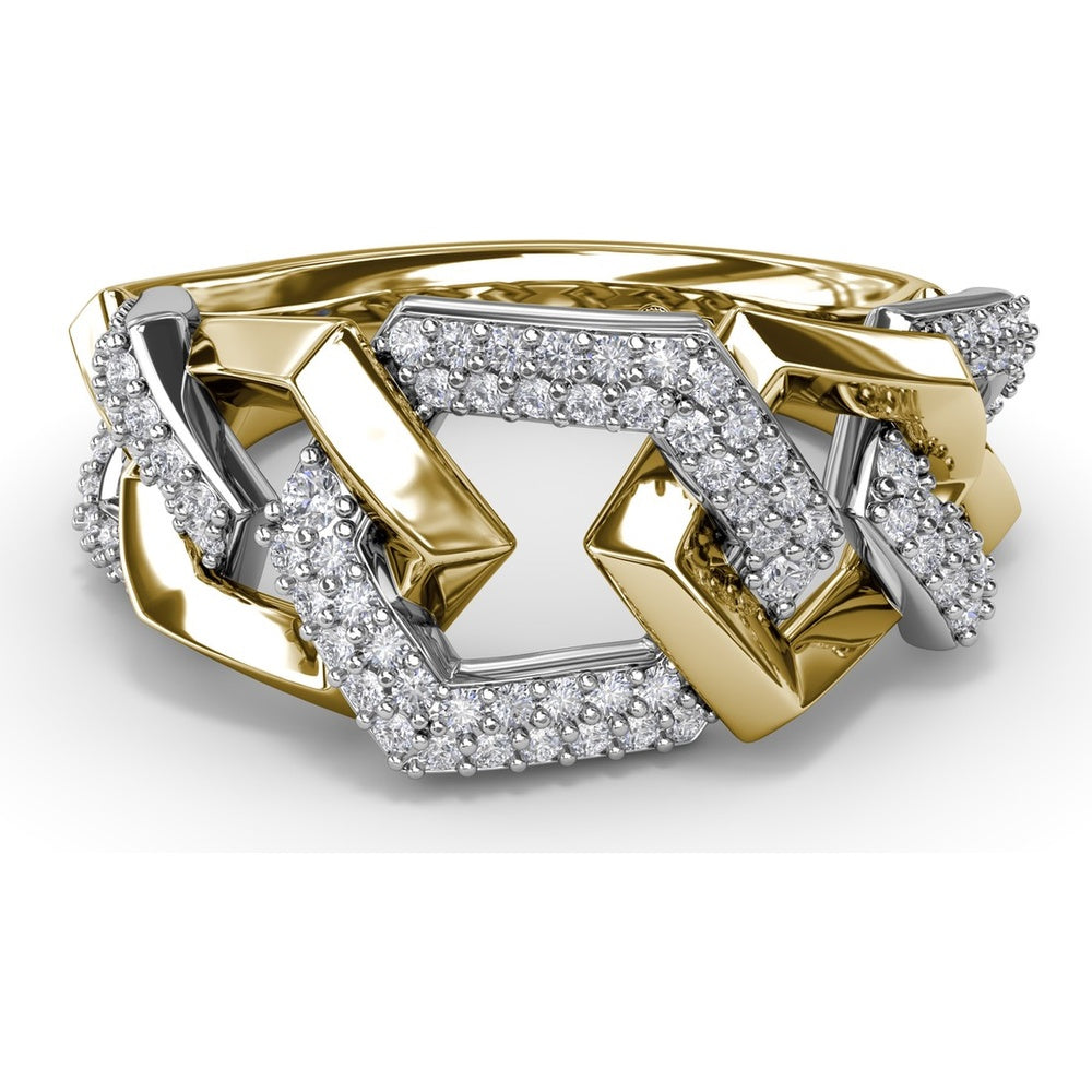 Lynq Ring with Interlocking Pavé-Set Round Diamond Links by Fana - 0.45 Carat Total Diamond Weight