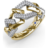Lynq Ring with Interlocking Pavé-Set Round Diamond Links by Fana - 0.45 Carat Total Diamond Weight