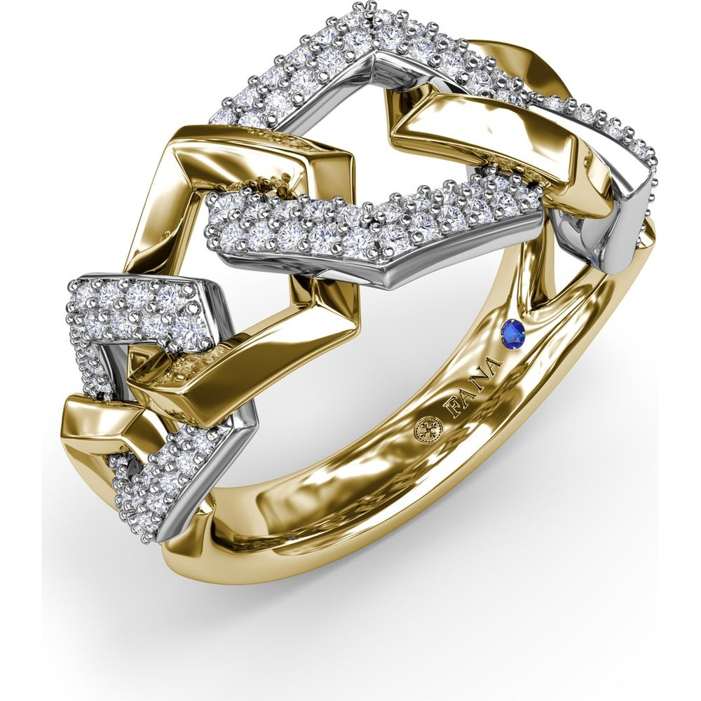 Lynq Ring with Interlocking Pavé-Set Round Diamond Links by Fana - 0.45 Carat Total Diamond Weight
