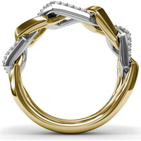 Lynq Ring with Interlocking Pavé-Set Round Diamond Links by Fana - 0.45 Carat Total Diamond Weight