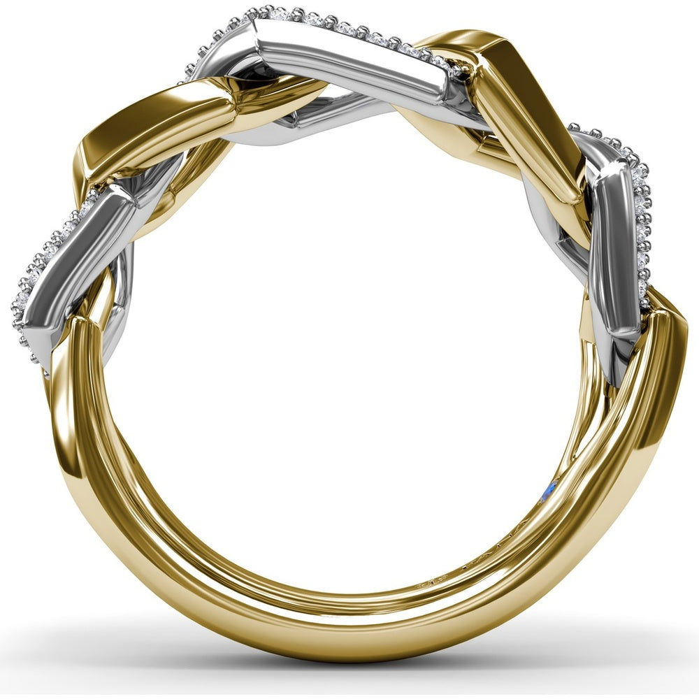 Lynq Ring with Interlocking Pavé-Set Round Diamond Links by Fana - 0.45 Carat Total Diamond Weight