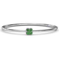 Magnolia Bangle with Four-Leaf Clover Motif of Round Emeralds by Fana - 0.34 Carat Total Gemstone Weight