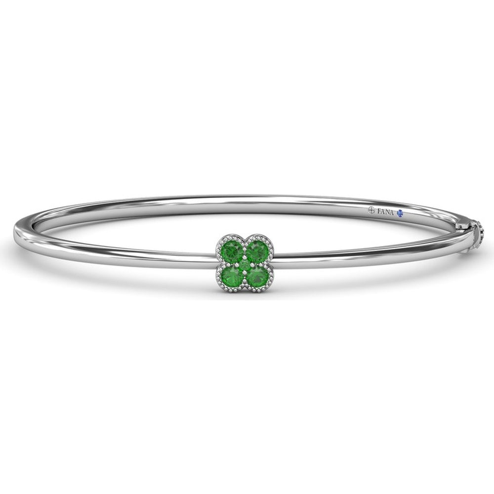 Magnolia Bangle with Four-Leaf Clover Motif of Round Emeralds by Fana - 0.34 Carat Total Gemstone Weight