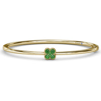 Magnolia Bangle with Four-Leaf Clover Motif of Round Emeralds by Fana - 0.34 Carat Total Gemstone Weight