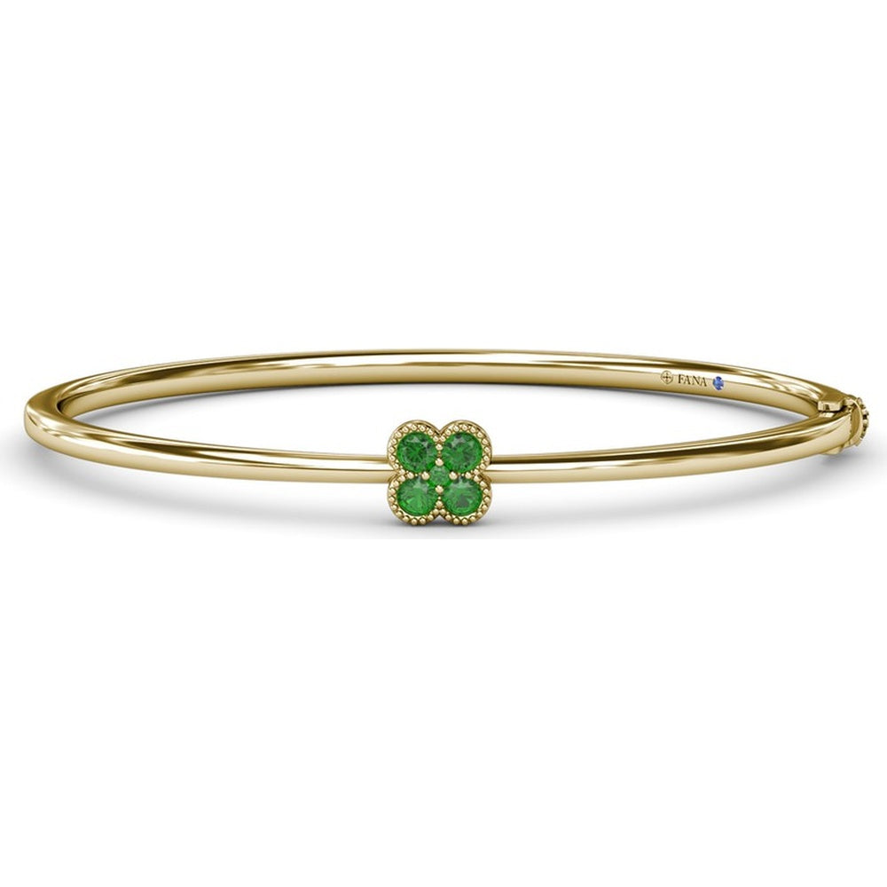 Magnolia Bangle with Four-Leaf Clover Motif of Round Emeralds by Fana - 0.34 Carat Total Gemstone Weight