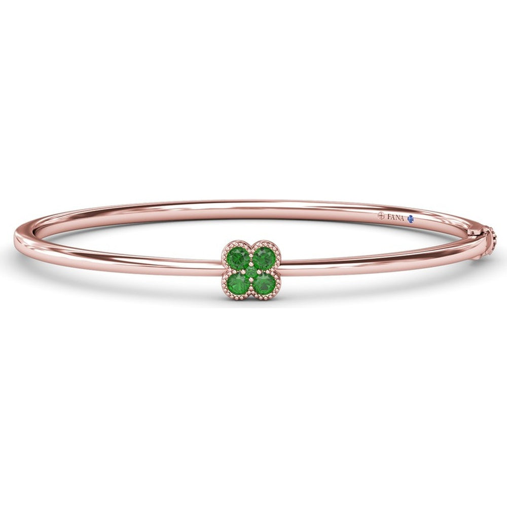 Magnolia Bangle with Four-Leaf Clover Motif of Round Emeralds by Fana - 0.34 Carat Total Gemstone Weight