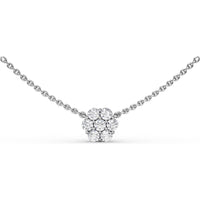 Magnolia Cluster Diamond Necklace with Prong Set Round Diamonds by Fana - 0.56 Carat Total Diamond Weight