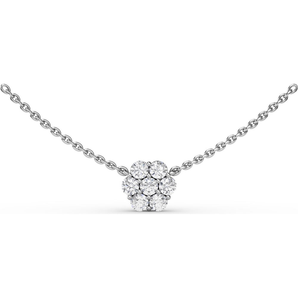 Magnolia Cluster Diamond Necklace with Prong Set Round Diamonds by Fana - 0.56 Carat Total Diamond Weight