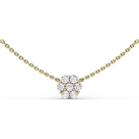 Magnolia Cluster Diamond Necklace with Prong Set Round Diamonds by Fana - 0.56 Carat Total Diamond Weight