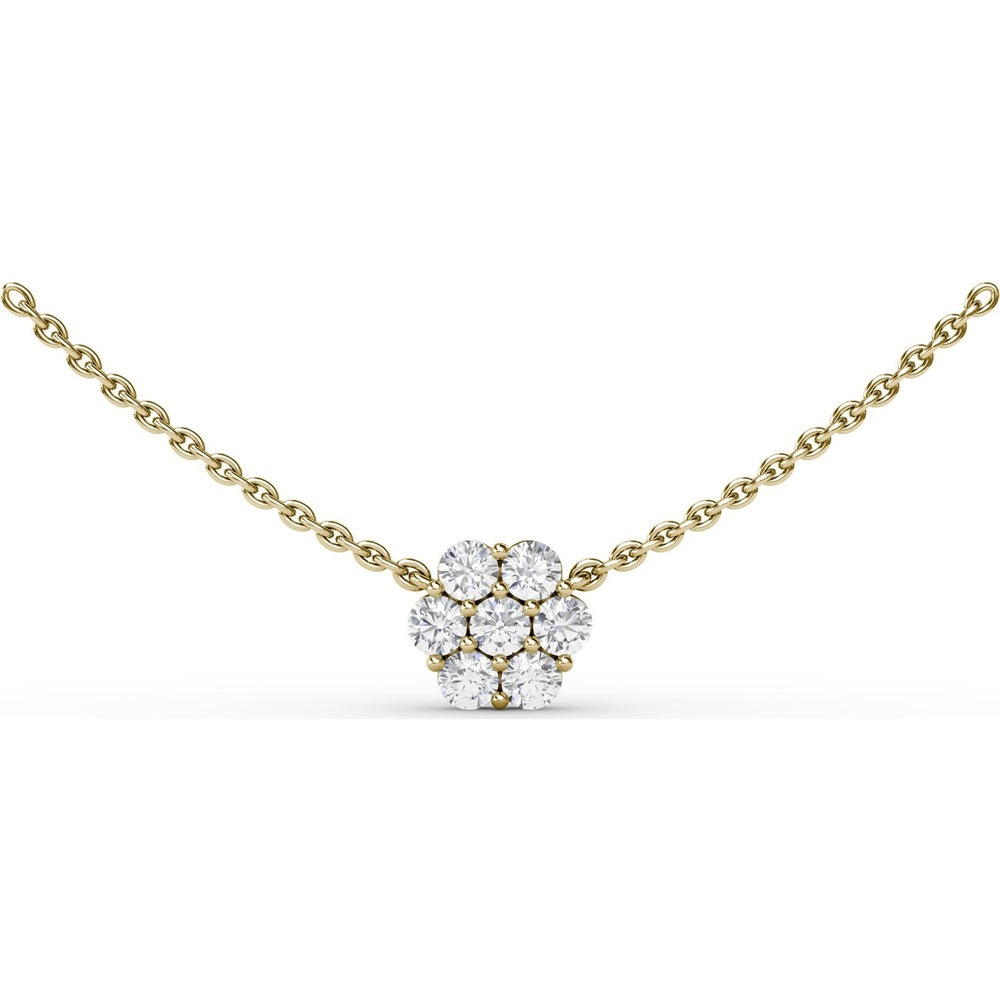 Magnolia Cluster Diamond Necklace with Prong Set Round Diamonds by Fana - 0.56 Carat Total Diamond Weight