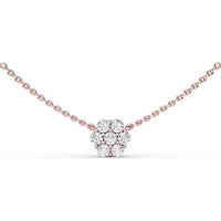 Magnolia Cluster Diamond Necklace with Prong Set Round Diamonds by Fana - 0.56 Carat Total Diamond Weight