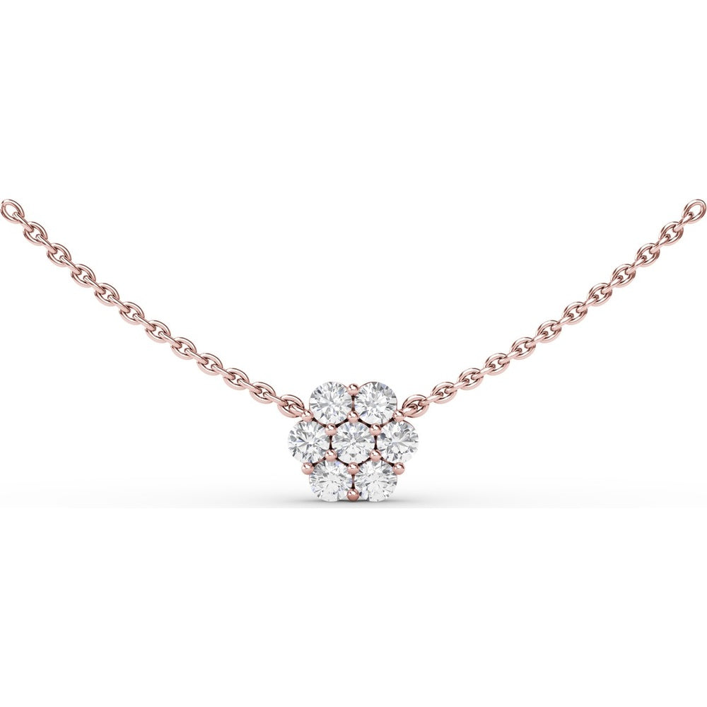 Magnolia Cluster Diamond Necklace with Prong Set Round Diamonds by Fana - 0.56 Carat Total Diamond Weight