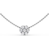 Magnolia Cluster Necklace with Prong Set Round Diamonds by Fana - 0.84 Carat Total Diamond Weight