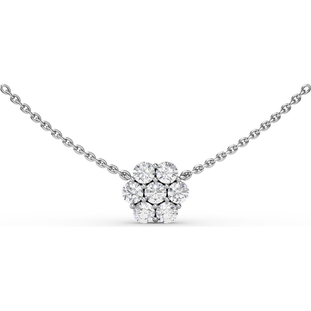 Magnolia Cluster Necklace with Prong Set Round Diamonds by Fana - 0.84 Carat Total Diamond Weight