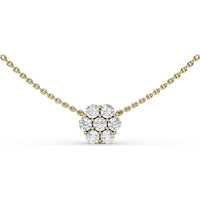 Magnolia Cluster Necklace with Prong Set Round Diamonds by Fana - 0.84 Carat Total Diamond Weight