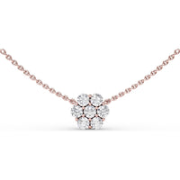 Magnolia Cluster Necklace with Prong Set Round Diamonds by Fana - 0.84 Carat Total Diamond Weight