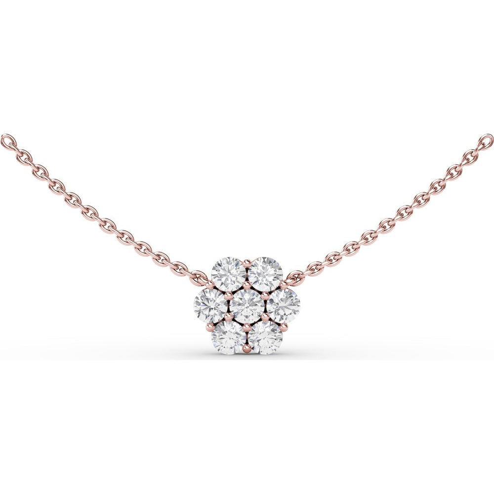 Magnolia Cluster Necklace with Prong Set Round Diamonds by Fana - 0.84 Carat Total Diamond Weight