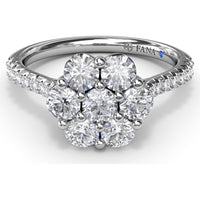 Magnolia Cluster Ring with Round Brilliant Diamonds by Fana - 0.90 Carat Total Diamond Weight