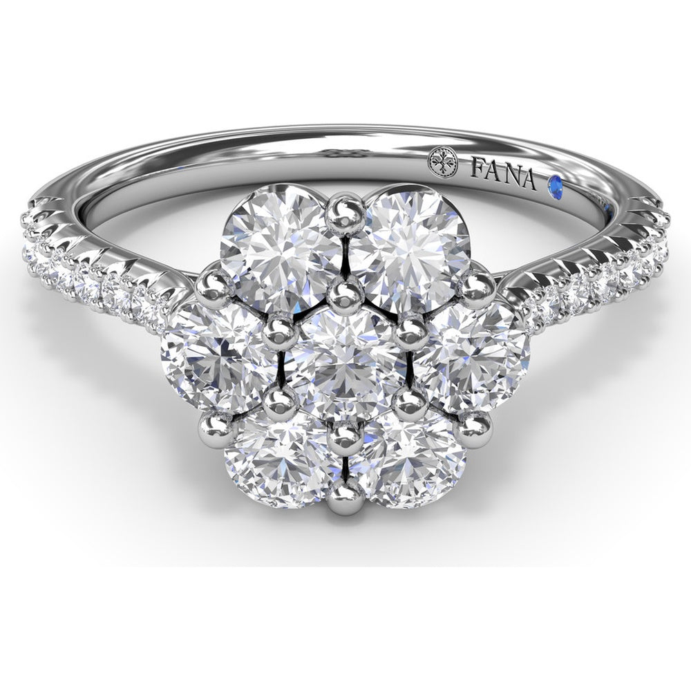Magnolia Cluster Ring with Round Brilliant Diamonds by Fana - 0.90 Carat Total Diamond Weight