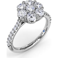 Magnolia Cluster Ring with Round Brilliant Diamonds by Fana - 0.90 Carat Total Diamond Weight