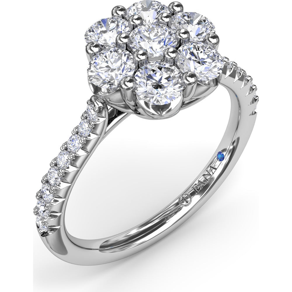 Magnolia Cluster Ring with Round Brilliant Diamonds by Fana - 0.90 Carat Total Diamond Weight