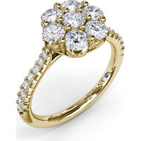 Magnolia Cluster Ring with Round Brilliant Diamonds by Fana - 0.90 Carat Total Diamond Weight