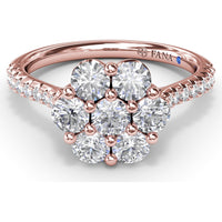 Magnolia Cluster Ring with Round Brilliant Diamonds by Fana - 0.90 Carat Total Diamond Weight