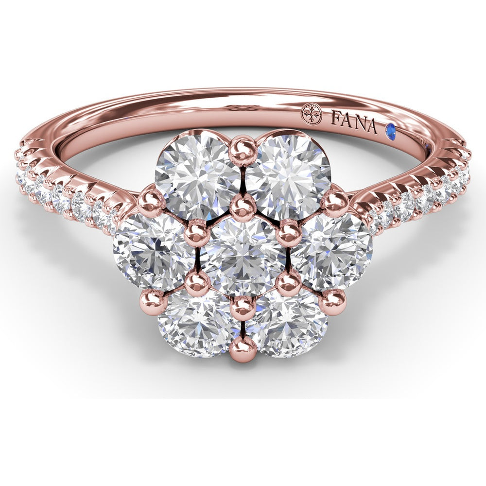 Magnolia Cluster Ring with Round Brilliant Diamonds by Fana - 0.90 Carat Total Diamond Weight