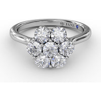 Magnolia Cluster Ring with Seven Round Brilliant Cut Diamonds by Fana - 0.84 Carat Total Diamond Weight