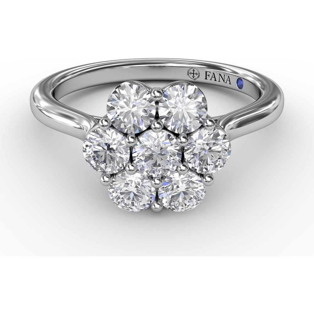 Magnolia Cluster Ring with Seven Round Brilliant Cut Diamonds by Fana - 0.84 Carat Total Diamond Weight