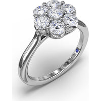 Magnolia Cluster Ring with Seven Round Brilliant Cut Diamonds by Fana - 0.84 Carat Total Diamond Weight