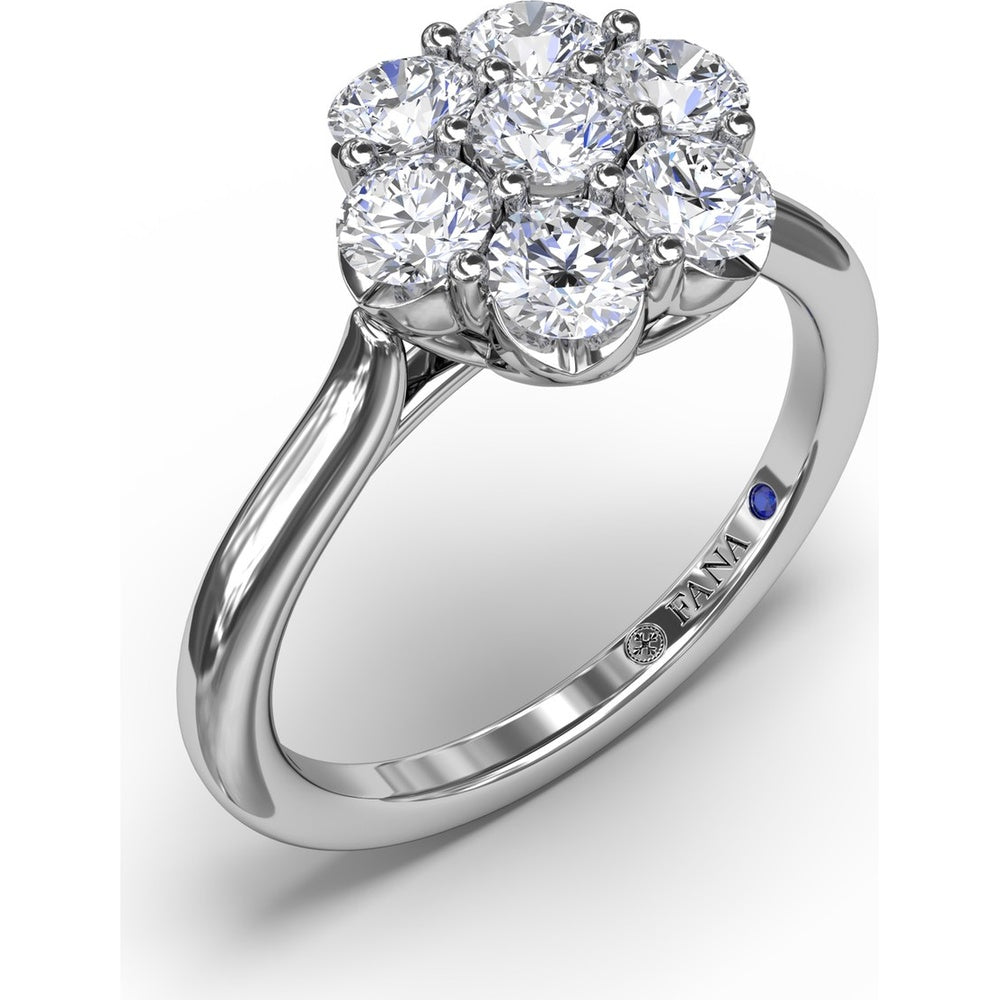 Magnolia Cluster Ring with Seven Round Brilliant Cut Diamonds by Fana - 0.84 Carat Total Diamond Weight