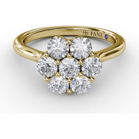 Magnolia Cluster Ring with Seven Round Brilliant Cut Diamonds by Fana - 0.84 Carat Total Diamond Weight