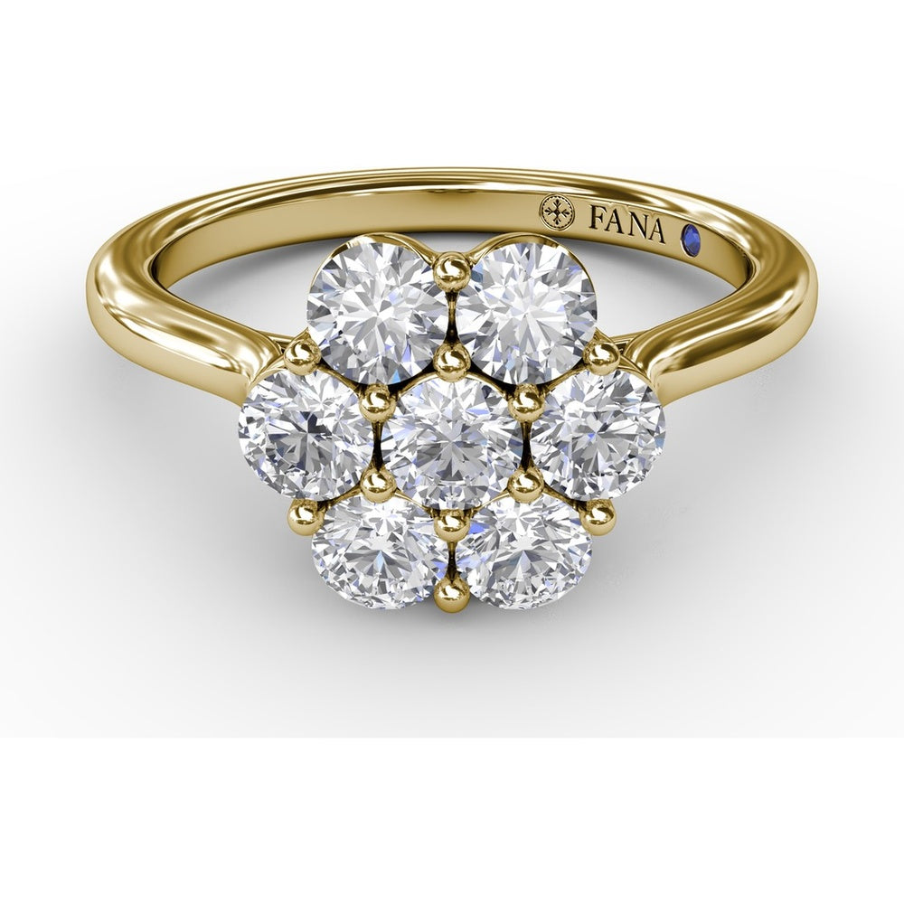 Magnolia Cluster Ring with Seven Round Brilliant Cut Diamonds by Fana - 0.84 Carat Total Diamond Weight