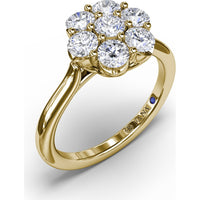 Magnolia Cluster Ring with Seven Round Brilliant Cut Diamonds by Fana - 0.84 Carat Total Diamond Weight